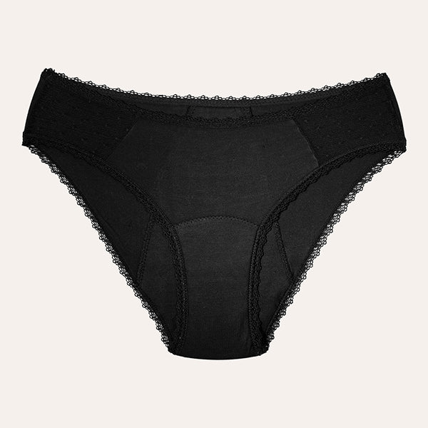 Relixa SLIPS menštruačné nohavičky s čipkou – stredná absorpcia – čierne, veľkosť 3XL